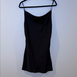 Altar'd State Black Satin Midi Dress, Spaghetti Strap, Size Small